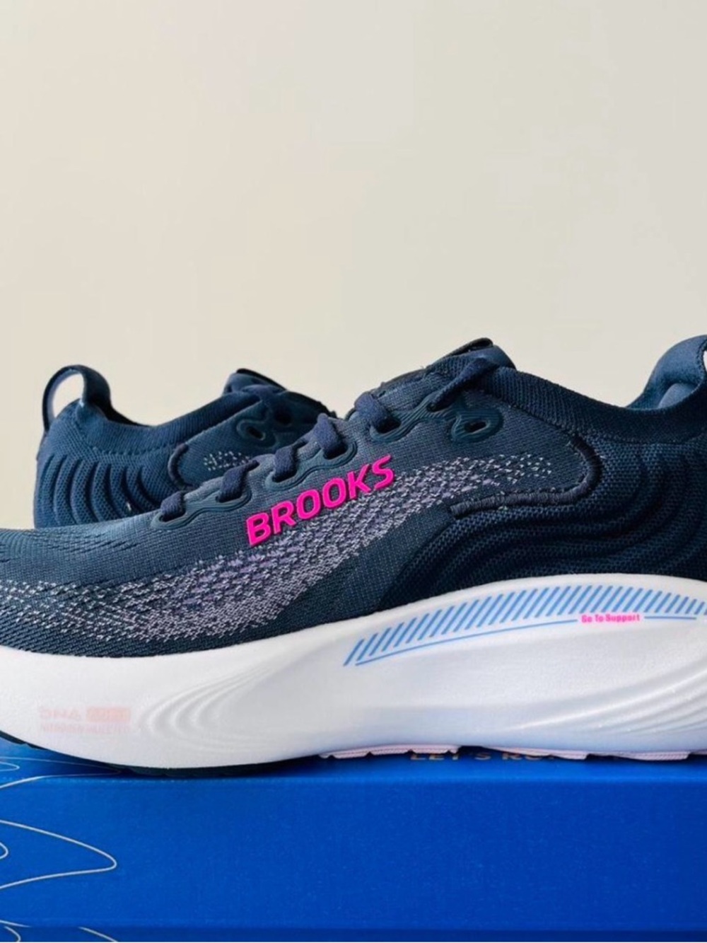 Brooks Women’s Running Shoe — Navy with Pink Accents - Picture 2 of 4